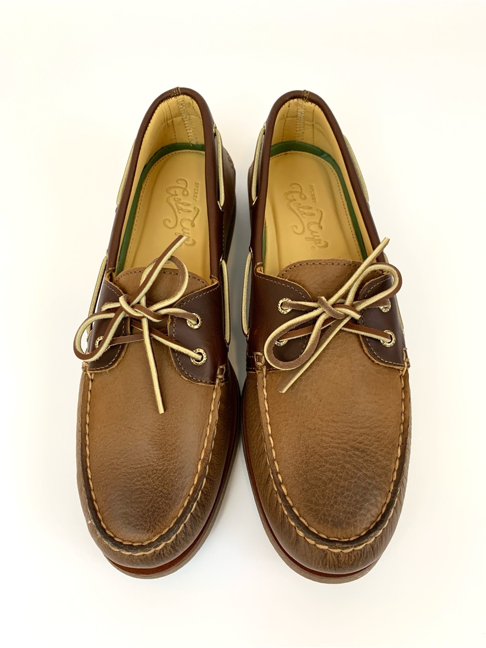 Sperry Gold Cup Authentic Original Two-Tone Tan/Brown Leather Boat Shoes - Picture 2 of 10